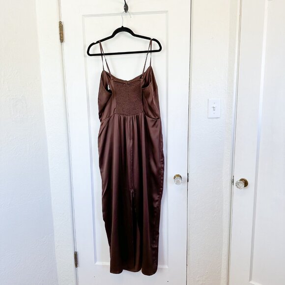 Reformation | Frankie 100% Silk Maxi Slip Es Dress in Brown‎ Plus Size 16 - Picture 8 of 12